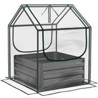 Galvanised Metal Planter Box with Greenhouse Cover for Herbs & Veggies