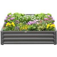 432L Raised Garden Bed Box - Galvanised Steel, 120x120x30cm, Light Grey