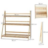 3-Tier Natural Bamboo Plant Stand - Folding Indoor/Outdoor Display Rack