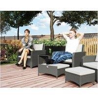 5pc PE Rattan Garden Dining Set - Weather-Resistant, Space-Saving, Seats 4, Modern Outdoor Bistro