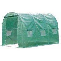 3x2m Walk-in Polytunnel Greenhouse with Windows - Heavy-Duty PE Cover & Galvanised Steel Frame