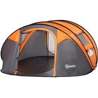 4-5 Person Pop-Up Tent, Water-Resistant Polyester, Mesh & PVC Windows - Family Camping, Grey