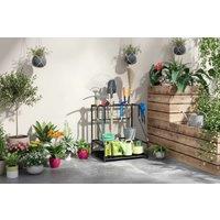 3-Tier Powder-Coated Metal Garden Tool Rack - Weather-Resistant, Corner Storage, Holds 20 Tools