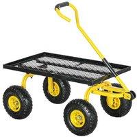 Heavy Duty Garden Trolley - Outdoor Utility Cart with 10" Wheels, 150kg Capacity - Yellow Patio Accessory