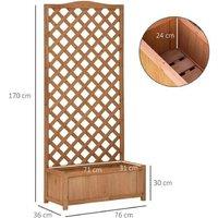Wooden Raised Planter Box with Trellis - 170cm Tall, Solid Brown