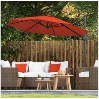 Aluminium 5-Position Cantilever Parasol - Overhanging Garden Umbrella, Orange, 360 Adjustable Shade