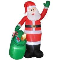9ft Pre-Lit Inflatable Santa with Bear Sack - Outdoor LED Christmas Decoration