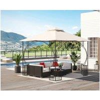3x3m Weather-Resistant Double Tier Gazebo Canopy Replacement - Beige Polyester Cover
