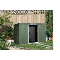9x4.25ft Galvanised Metal Garden Storage Shed with Foundation & Vents - Weather-Resistant Outdoor Tool Store