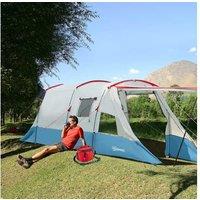 6-8 Person Waterproof Tunnel Camping Tent with 3 Doors, Removable Floor & Carry Bag - Family Outdoor Shelter, Blue