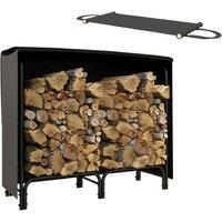 4ft Firewood Rack with Cover & Canvas Carrier - Weather-Resistant Metal Outdoor Log Storage
