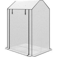 100x80x150cm Walk-in Mini Greenhouse with 4-Tier Metal Shelving - Weatherproof PE Cover