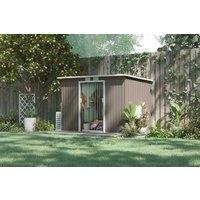 9x4ft Metal Garden Storage Shed - Wood Grain, Weather-Resistant, Double Doors