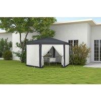4M Hexagon Weather-Resistant Gazebo Canopy Tent - Powder-Coated Steel Frame, Mesh Walls, Large Outdoor Marquee - Dark Grey