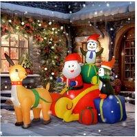 6ft Pre-Lit Inflatable Santa Sleigh Outdoor Christmas Decoration with LED Lights