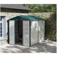 9x6ft Galvanised Metal Garden Storage Shed with Lock & Sloped Roof