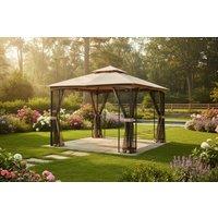 3x3m Steel Outdoor Gazebo Tent with Mosquito Netting - Weather-Resistant Garden Pavilion