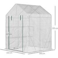 143x143x195cm 2-Tier Walk-in Portable Greenhouse with Steel Frame & Weatherproof PE Cover