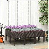 6pc Modular Raised Flower Bed Grow Box - Lightweight Rattan-Effect Planters