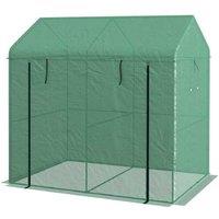 200x140x200cm Walk-In PVC Greenhouse with Roll-Up Door & Mesh Windows - Weatherproof Garden Storage