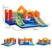 4-in-1 Outdoor Kids Bounce Castle - Garden Playhouse, Slides & Pool, Weather-Resistant Oxford Fabric