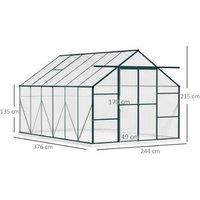 8x12ft Aluminium Walk-In Polycarbonate Greenhouse Storage Shed - Weatherproof, Secure, Spacious