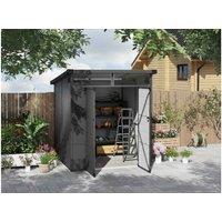 6x6ft Weather-Resistant Plastic Garden Shed with Windows & Double Doors - Grey