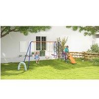 4-in-1 Steel Garden Swing Set with Slide, Glider & Swings - Weather-Resistant, 5-Seater Outdoor Play Equipment