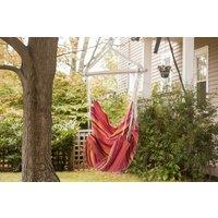 Cotton & Wood Hanging Hammock Chair Swing Seat - 120kg Capacity, Portable Outdoor Garden Lounger