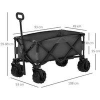 Folding Metal Frame Garden Trolley - Weather-Resistant Outdoor Utility Cart, Modern Grey