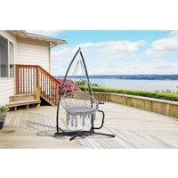 Heavy Duty Powder-Coated Metal C-Stand for Hanging Hammock Chair - Weather-Resistant, 120kg Capacity, Modern Black