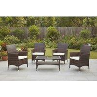4pc Weather-Resistant Rattan Dining Chair Set with Cushions - Outdoor Garden & Patio Seating