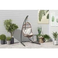Heavy Duty Black Hammock Chair Stand - Weather-Resistant Metal Frame, 150kg Capacity, Modern Outdoor Swing Support
