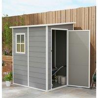 PRICE DROP! Aluminium Lean-To Lockable Garden Shed with Window, 4x5ft, Weather-Resistant Storage - Grey