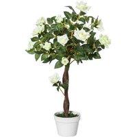 Artificial Camellia Tree in Pot - 90cm White Blossoms, Realistic Faux Plant