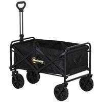 Heavy-Duty Folding Cargo Cart with Telescopic Handle - 68kg Load, Steel Frame, Multi-Ground Wheels - Black
