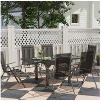 7pc Aluminium Patio Dining Set - Extendable Table & Foldable Chairs, Weather-Resistant, Seats 6 - Modern Grey Outdoor Furniture