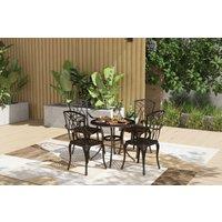 Bronze Cast Aluminium 5-Piece Garden Dining Set - Weather-Resistant Table & 4 Chairs