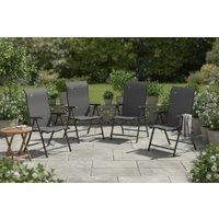 4pc Rattan Reclining Folding Garden Chair Set - Weather-Resistant, Steel Frame, 7-Position Adjustable, Modern Outdoor Seating