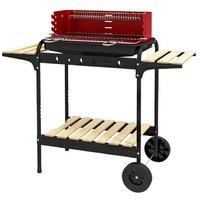 5-Level Adjustable Charcoal BBQ Grill Trolley - Portable Outdoor Heater - Powder-Coated Steel