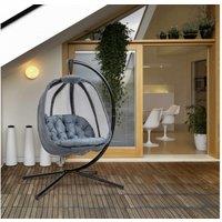 Folding Hanging Egg Chair with Stand & Cushion - Powder-Coated Steel, Indoor/Outdoor, 120kg Capacity