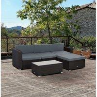 7pc Grey Rattan Furniture Cushion Pad Set - Outdoor Weather-Resistant Polyester, Plush Comfort