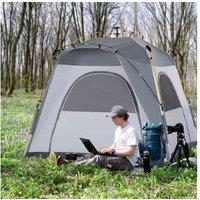 4-Person Pop-Up Camping Tent - Weather-Resistant Dome Shelter, Light Grey