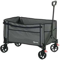 150L Heavy-Duty Folding Garden Wagon with Open Sides, Adjustable Handle & Brakes