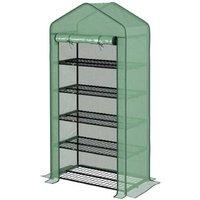 5-Tier Walk-In Mini Greenhouse Storage Shed - PE Cover, Steel Frame, Multi-Level Shelving, 193cm Tall