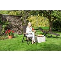 Folding Rattan Garden Dining Chair with Wooden Armrests - Weather-Resistant, Foldable, Outdoor Seating