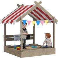 Grey Wooden Sandbox Outdoor Playhouse with Blackboard & Sink - Garden Kids Accessory