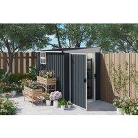 7.6x4ft Weather-Resistant Metal Garden Storage Shed with Window & Lock - Dark Grey