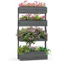 Four-Tier Wooden Plant Stand for Flowers & Herbs - Grey