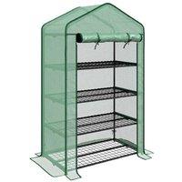 Four-Tier Mini Greenhouse Storage Unit with Reinforced Plastic Cover - Weatherproof Shelving for Garden Tools & Plants